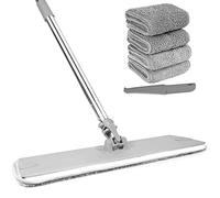 18" Professional Microfiber Mop Floor Cleaning mop, Flat Mop with Stainless Steel Handle,4 Reusable Washable Mop Pads and mop Pads Brush,Microfiber Mop for Hardwood (I18 Professional Microfiber Mop)