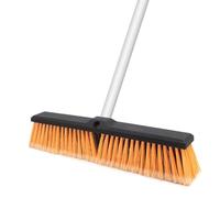 18" Push Broom Outdoor Heavy Duty with Stiff Bristles 63" Long Handle Large Commercial Sweeping Broom for Concrete Wood Scrub Brush for Cleaning Shop Garage Deck Patio Driveway (Orange)