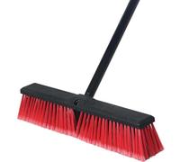18" Push Broom Outdoor Heavy Duty with Stiff Bristles 63" Long Handle Large Commercial Sweeping Broom for Concrete Wood Scrub Brush for Cleaning Shop Garage Deck Patio Driveway (Red)
