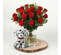 18 Red Roses Fresh Flower Bouquet With Love Teddy Bear Gift For Valentines Day Anniversary Romantic Occasion Hand Tied Bouquet For Her Him Wife Girlfriend Partner From Fleur De Luxe