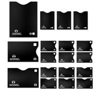 18 RFID Blocking Sleeves (14 Credit Card Holders & 4 Passport Protectors) Ultimate Premium Identity Theft Protection Sleeve Set for Men & Women. Smart Slim Design perfectly fits Wallet / Purse