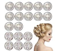 18 Rhinestone Hair Clips, 12 Single Diamond, 6 Petal Diamond, Spiral, Crystal