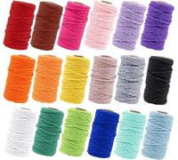 18 Rolls Macrame Cord 2 mm x 576 Yards, 4 Strand Twisted Soft Colored Macrame String Natural Cotton Macrame Rope for DIY Projects, Wall Hanging, Plant Hangers, Knitting, Handmade Crafts (18 Colors)