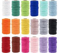 18 Rolls Macrame Cord 2mm x 576yards, Natural Macrame Rope, 3 Strand Twisted Cotton Rope Colored Macrame Yarn for Wall Hanging, Plant Hangers, DIY Craft, Home Decor, Gift Wrapping