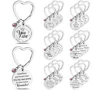 18 Set Inspirational Keychain Gifts Bulk Thank You Gift Inspirational Keyring with Thank You Cards Organza Bags, Appreciation Motivational Gifts for Women Men Nurse Teacher Colleague Staff