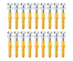 18 Sets Heavy Duty M10x50mm Masonry Brick Wall Plugs and Concrete Screws with Washer Zinc Plated Wall Fixing Anchor Bolts Strong Wall Plugs and Screws Set for TV Bracket Aerial Satellite Fence Shelves