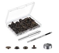 18 Sets Press Studs Cap Button, MSDADA Stainless Steel Snap Fasteners Kit with Hand Fixing Tools, Instant Metal Buttons No-Sew Clips Snap for Bags, Jeans, Clothes, Fabric, Leather Craft (Bronze)