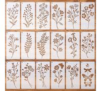 18 Sheet Flower Stencils for Painting on Wood, Reusable Flower Crafting Drawing Templates, Wildflower Large Floral Stencils for Walls Wood DIY Crafts Home Decor Furniture Art