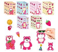 18 Sheets Cartoon Bear Sticker DIY Make a Face Stickers Kids Cartoon Stickers Make Your Own Stickers Art Crafts for Kids Birthday Party Supplies Gifts Toddler Party Games for Toddlers Boys Girls