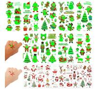 18 Sheets Christmas Stickers, Various Patterns Glow In The Dark Christmas Temporary Tattoos Colorful Luminous Xmas Tree Stickers for Kids for Christmas Winter Party Decor