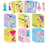 18 Sheets Dress Me Up Stickers for Girls Kids Make Your Own Outfit Sticker Set Decoration Fashion Outfit Craft Party Favors Mix Match Waterproof Decals