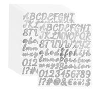 18 Sheets Gold Letter Stickers,1 Inch Self-Adhesive Alphabet & Number Decals Waterproof Glitter Letters for Graduation Cap, Scrapbook, Mailbox, Bottles, Crafts, Home & School Decor (Silver)