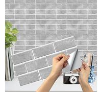 18 Sheets Grey Wall Tile Stickers, Peel and Stick Backsplash Tiles 30x15cm Self Adhesive Kitchen Tile Stickers PVC Waterproof for Bathroom Kitchen Home Decor