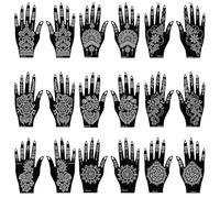 18 Sheets of Henna Stencils for Hands-Indian and Arabian Temporary Tattoo Stickers for Hand and Body Art