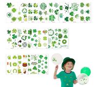 18 Sheets St. Patrick's Day Temporary Tattoo Stickers Irish Lucky Shamrock Temporary Tattoos for Kids & Adults Water-Resistant St Patricks Day Decorations Party Supplies (Green)