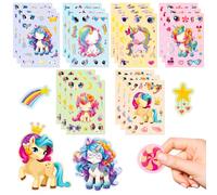 18 Sheets Unicorn DIY Make a Face Stickers, Make Your Own Personalized Stickers for Birthday Party Supplies, Party Bag Filler Favors for Toddlers Boys Girls (Rainbow Pony)