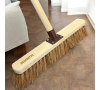 18” Soft Coco Broom Indoor & Outdoor Sweeping Brush with Wooden Handle Natural Bristles for Floor Room Kitchen Warehouse Garage Durable & Lightweight Floor Brush