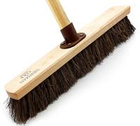 18” Stiff Broom Outdoor Heavy Duty with Wooden Handle Natural Bassine Hard Bristle Yard Brush Warehouse Floors Broom Strong Wooden Brush (PACK OF 1)