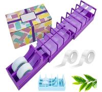 18 Strip Tape Dispenser, Double Roll Holder with Foldable Design, Christmas 18 Strip Tape, Masking Master Tapes Cutter for Wrapping and Crafts (Blue)