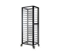 18-Tier Bun Pan Speed Rack,Aluminum Bakery Cart with Wheels,Closed Commercial Drying Rack for Bread Pizza Baking Trays(Black)