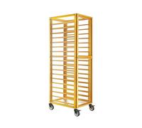 18-Tier Bun Pan Speed Rack,Aluminum Bakery Cart with Wheels,Closed Commercial Drying Rack for Bread Pizza Baking Trays(Gold)