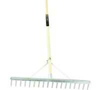 18 Tooth Aluminium Garden Gravel Rake with 70cm Head and 1200mm Hardwood Handle Pegdev Metallic Silver One Size