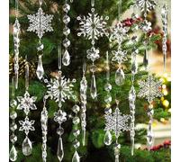 18 Transparent Acrylic Ice Cone Ornaments for Christmas Tree Decoration, Snowflake Design Holiday Hanging Decorations for Seasonal Celebrations and Home Decor (Clear ice)