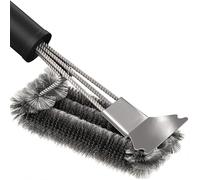 18" Triangle Metal BBQ Grill Cleaning Brush Grill Brush, Heavy Duty 3-Branch Stainless Steel Barbecue Bristles Cleaner for Easier and Effective Clean BBQ Cleaner