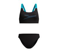 (18 UK, Black/Turquoise) Speedo Womens/Ladies Boom Solid Leaderback Two-Piece Swimsuit