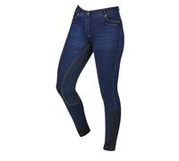 (18 UK, Blue/Navy) Dublin Womens/Ladies Shona Denim Suede Seat Breeches