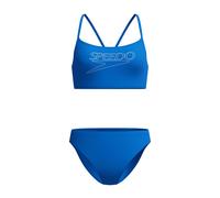 (18 UK, Blue) Speedo Womens/Ladies Logo Endurance+ Thin Strap Two-Piece Swimsuit