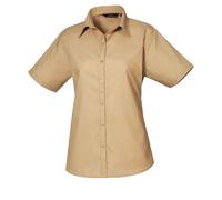 Premier Women's Poplin Short-Sleeved Blouse in Khaki | Size: 18 Premier Khaki 18