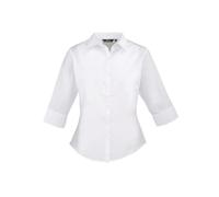 (18 UK, White) Premier Womens/Ladies Poplin 3/4 Sleeve Shirt
