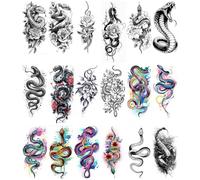 18 Unique Temporary Tattoos Featuring Snakes, Scorpions, And Roses For Arms And Thighs.