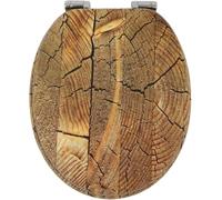 18" Universal MDF Toilet Seat - Wood Grain & Tree Ring Design, Fits All Standard Water Closets - Easy Fit with Strong Zinc Alloy Hinges, Smooth Wipe-Clean Surface (Wood Grain and Tree Ring)