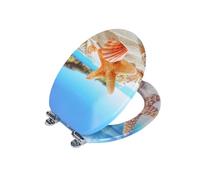 18" Universal MDF Toilet Seat | Wooden Bathroom WC Seat with Easy Fit Hinges & Fittings | Durable, Comfortable, Easy Clean - Novelty Style Lid - Fits Most Standard Toilets (Beach Starfish & Seashell)