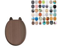 18" Universal MDF WC Toilet Seat - Easy Fit with Strong Zinc Alloy Hinges, Smooth Wipe Surface - Fits All Water Closets (Dark Wooden)