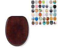 18" Universal MDF WC Toilet Seat - Easy Fit with Strong Zinc Alloy Hinges, Smooth Wipe Surface - Fits All Water Closets (Mahogany Wooden)