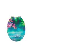 18" Universal MDF WC Toilet Seat - Easy Fit with Strong Zinc Alloy Hinges, Smooth Wipe Surface - Fits All Water Closets (Orchid Floral and Water Drop)