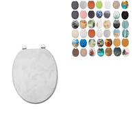 18" Universal MDF WC Toilet Seat - Easy Fit with Strong Zinc Alloy Hinges, Smooth Wipe Surface - Fits All Water Closets (Grey Marble Stone Effect Wooden)