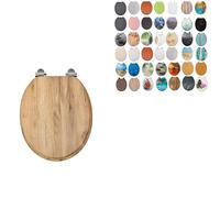 18" Universal MDF WC Toilet Seat - Easy Fit with Strong Zinc Alloy Hinges, Smooth Wipe Surface - Fits All Water Closets (Natural Oak)