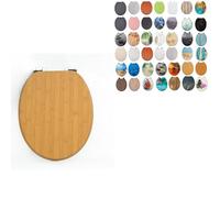18" Universal MDF WC Toilet Seat - Easy Fit with Strong Zinc Alloy Hinges, Smooth Wipe Surface - Fits All Water Closets (Natural Bamboo Wooden)