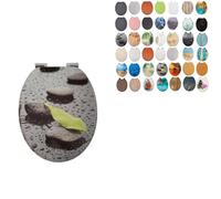 18" Universal MDF WC Toilet Seat - Easy Fit with Strong Zinc Alloy Hinges, Smooth Wipe Surface - Fits All Water Closets (Wet Stones and Leaf Zen)
