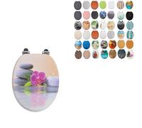 18" Universal MDF WC Toilet Seat - Easy Fit with Strong Zinc Alloy Hinges, Smooth Wipe Surface - Fits All Water Closets (Orchid Stones)