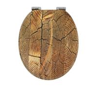18" Universal MDF WC Toilet Seat - Easy Fit with Strong Zinc Alloy Hinges, Smooth Wipe Surface - Fits All Water Closets (Wood Grain and Tree Ring)