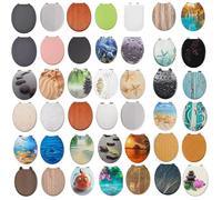 18" Universal MDF WC Toilet Seat - Easy Fit with Strong Zinc Alloy Hinges, Smooth Wipe Surface - Fits All Water Closets (Beach and Seashell)