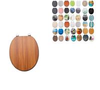 18" Universal MDF WC Toilet Seat - Easy Fit with Strong Zinc Alloy Hinges, Smooth Wipe Surface - Fits All Water Closets (Dark Brown Antique)