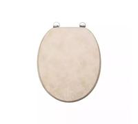 18" Universal MDF WC Toilet Seat - Easy Fit with Strong Zinc Alloy Hinges, Smooth Wipe Surface - Fits All Water Closets (Beige Marble Stone Effect Wooden)