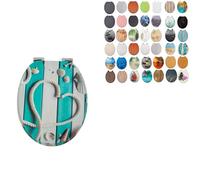 18" Universal MDF WC Toilet Seat - Easy Fit with Strong Zinc Alloy Hinges, Smooth Wipe Surface - Fits All Water Closets (Nautical Beach Theme)