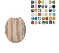 18" Universal MDF WC Toilet Seat - Easy Fit with Strong Zinc Alloy Hinges, Smooth Wipe Surface - Fits All Water Closets (Natural Wooden)